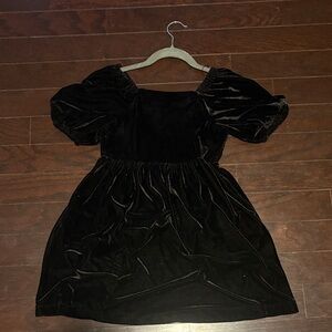 Copper Key Black Velvet Kids Casual Dress